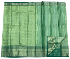 HPSS602 - Banarasi Soft Silk Saree in Lime Green with Bottle Green Border. Comes with stitched blouse (size 38, can go up to size 42). Fall Peco Done.