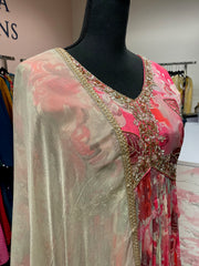 RFSS1629 - Chinon aliya cut floral printed Gown with dupatta