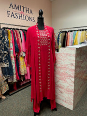 RFSS1657- Stylish indo-western chiffon embroidery  inner top with detachable embroidered jacket and palazzo
