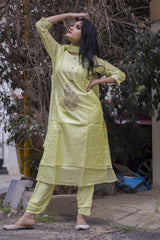 RFSS611 - Full Suit with Seqiun and Gota Work. Comes with Silk Straight Pants and Chiffon Dupatta with Gota Work
