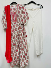 RFSS1013 - Powder Blue Silk Cotton Suit with Banarasi Yoke. Comes with Pants Heavy Banarasi Dupatta