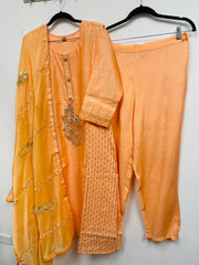 RFSS611 - Full Suit with Seqiun and Gota Work. Comes with Silk Straight Pants and Chiffon Dupatta with Gota Work