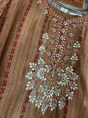 RFSS1135 - Muslin Suit in Brown. Comes with Pants and Digital Print Dupatta