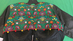 DKF128-Half Backless designer blouse with heavy embroidery on back. Can be altered upto size 42