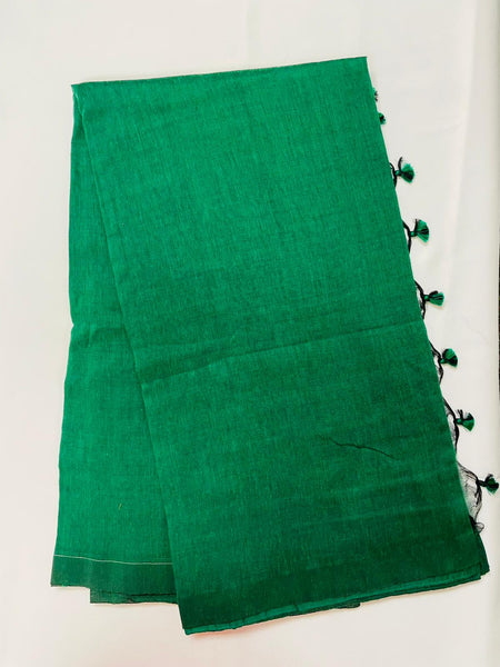 Pure Handloom Plain khhaadi Cotton Saree w/ pure Cotton Rye Bandhini stitched blouse. Fall Peco Done. Extra Running Material Blouse piece included.