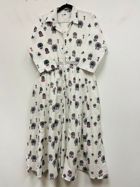 RFSS1010 - Cotton Printed Frock in White