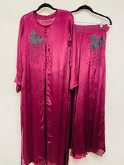 RFSS1026 - Party Wear Gown in Purple with Hand Embroidery. Comes with Purple colored Palazzo and Dupatta