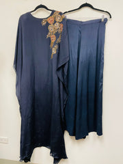 RFSS1027 - Indo Western Heavy Embroidered Kaftan in Chinnon. Comes with Short lining and Palazzo