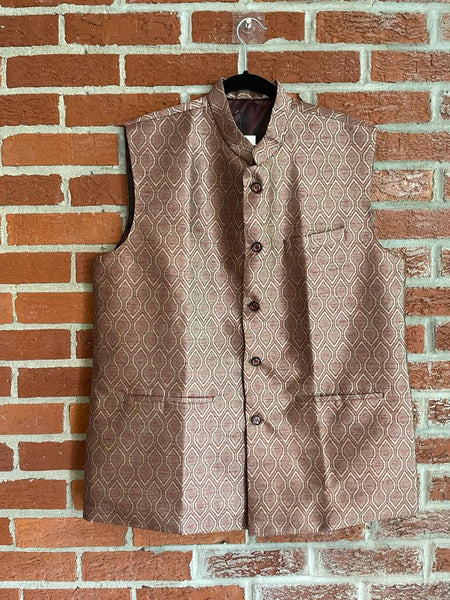 MWJ106 - Semi-Tusser Banarasi Jacket in Light Maroon