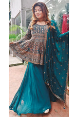 RFSS1205 - Real mirror desginer heavy Georgette Skit with peplum top. Comes with Embroidered Dupatta