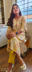 RFSS1414 - muslin floral print embroided kurta with pants